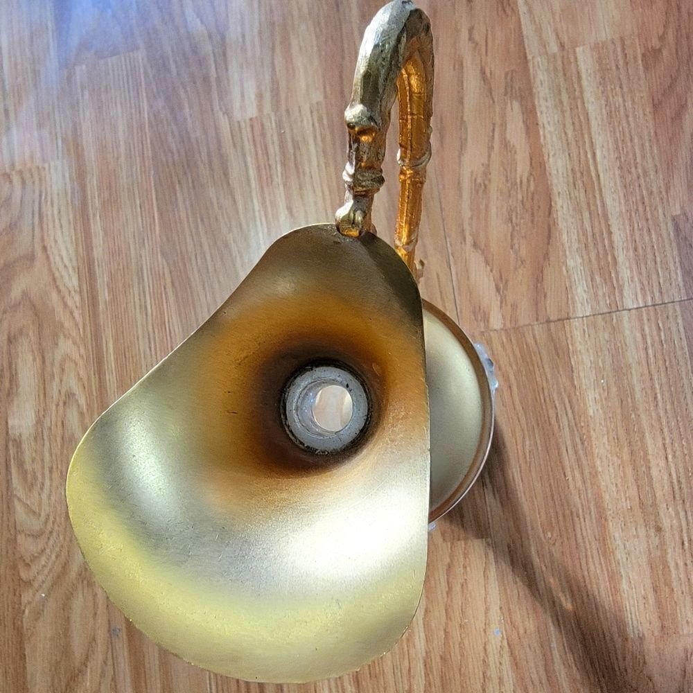 Rare Textured Italy Brass-Tone Pitcher 12" - Picture 6 of 9